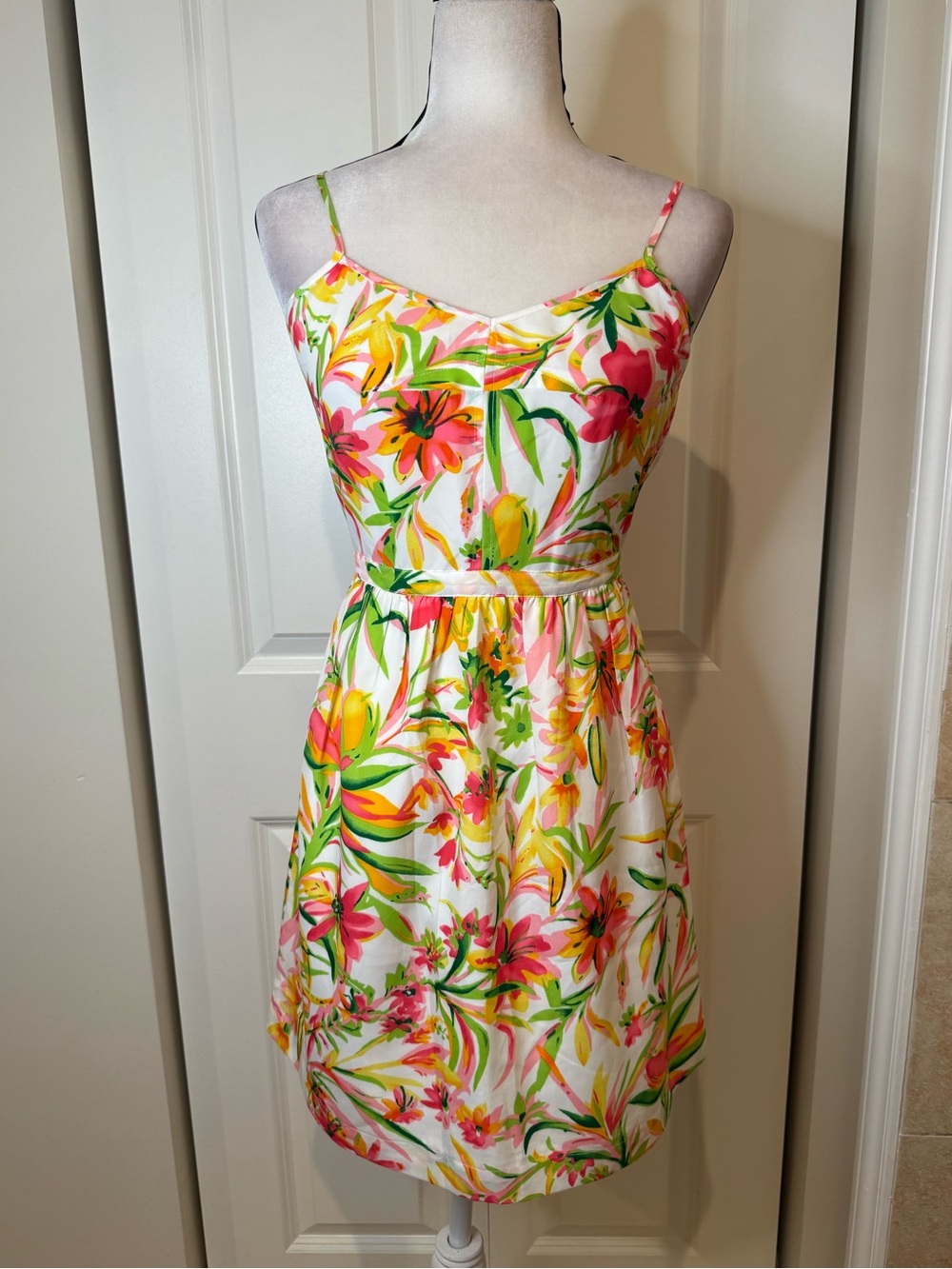 J. Crew White Floral Printed Seaside Cami Dress 👗